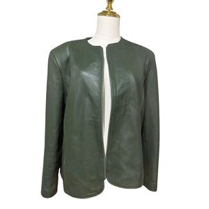 Handmade Moroccan Leather Jacket | Custom Fez Morocco | Olive Green Zip Jacket